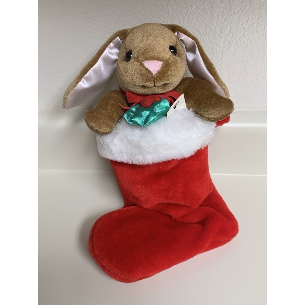 Velveteen Rabbit Plush Stocking Christmas Stuffed Animal Vintage 80's